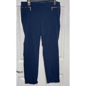 Metaphor Womens Size 12 Blue Ankle Pants Stretch Career Dress Zip Pocket Slim